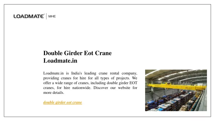 double girder eot crane loadmate in