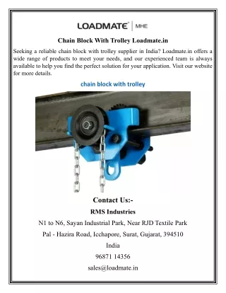 chain block with trolley loadmate in