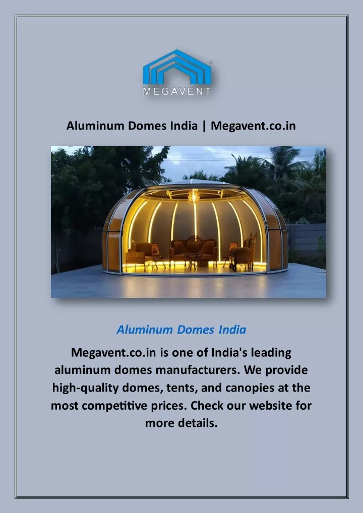 aluminum domes india megavent co in