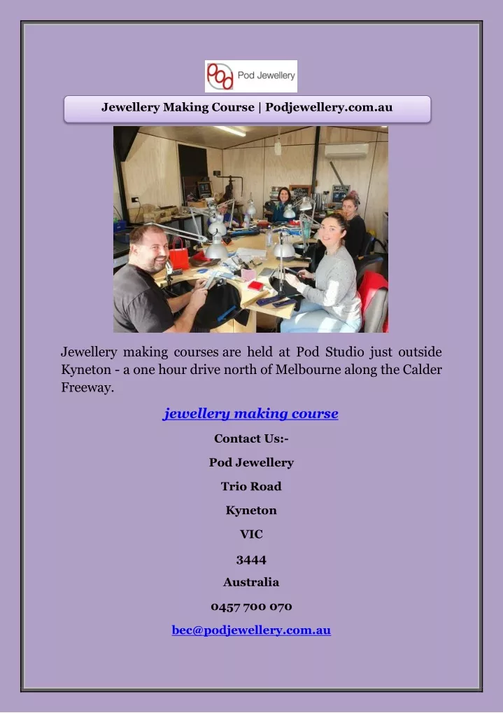 jewellery making course podjewellery com au