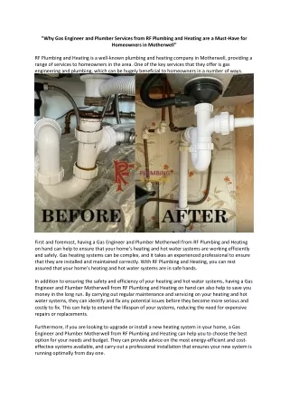 why gas engineer and plumber services from