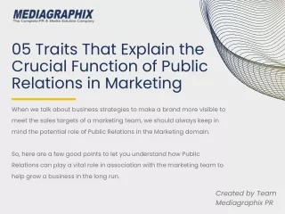 05 Traits to Understand The Crucial Role of PR in Marketing