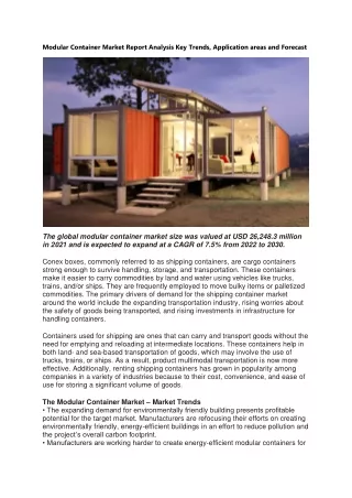 modular container market report analysis