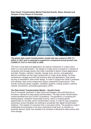 data center transformation market potential