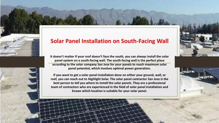 solar panel installation on south facing wall