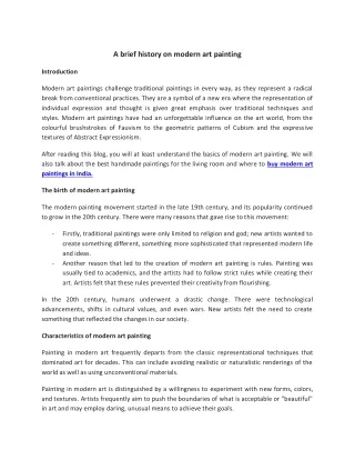 a brief history on modern art painting