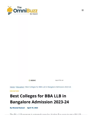 Best Colleges for BBA LLB in Bangalore Admission 2023-24