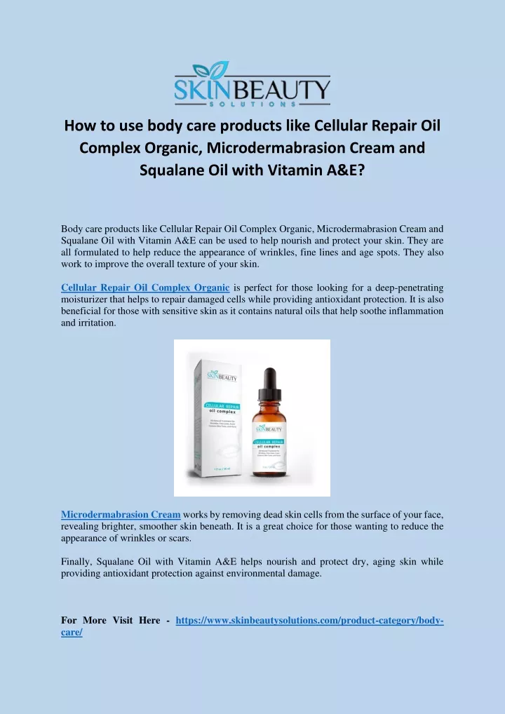 how to use body care products like cellular