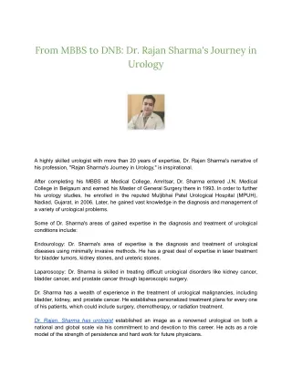 From MBBS to DNB_ Dr. Rajan Sharma's Journey in Urology(