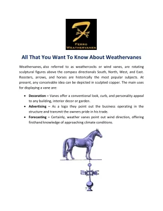 All that you want to know about weathervanes