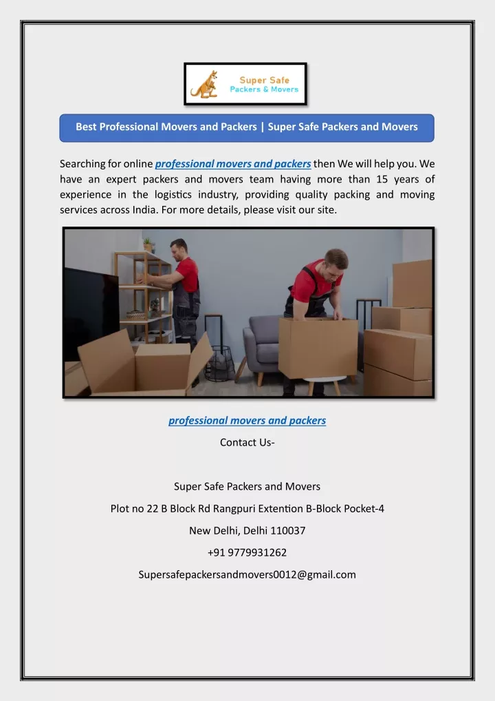 best professional movers and packers super safe