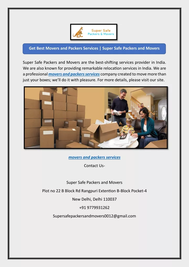 get best movers and packers services super safe