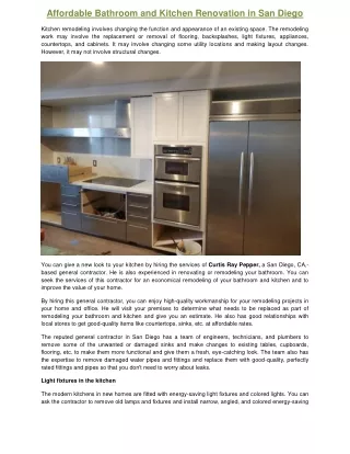 Curtis Ray Pepper - Affordable Bathroom and Kitchen Renovation in San Diego
