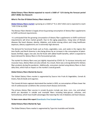 global dietary fibers market expected to record