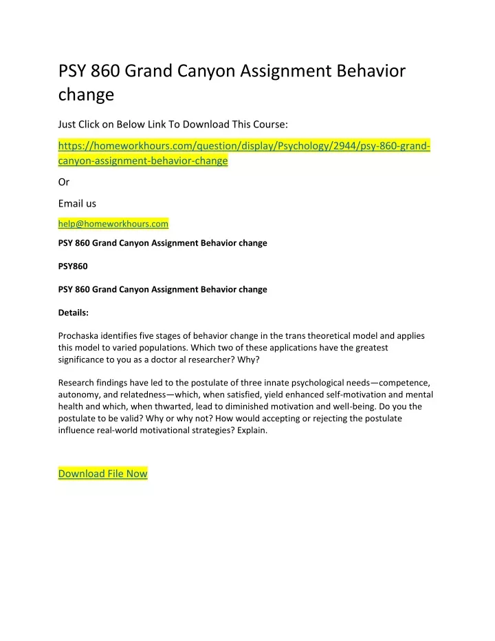 psy 860 grand canyon assignment behavior change