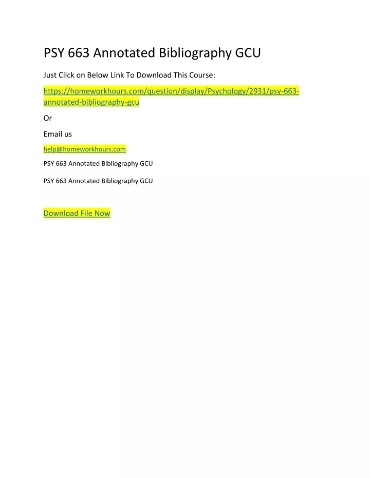 psy 663 annotated bibliography gcu