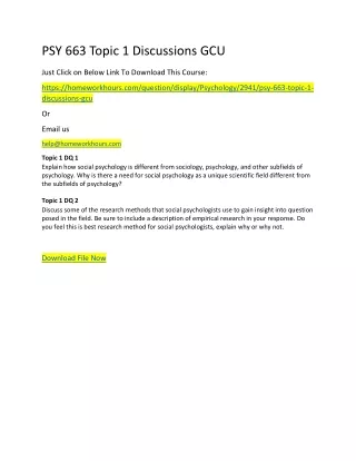 psy 663 topic 1 discussions gcu