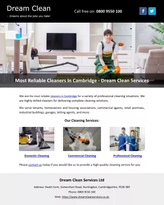 Most Reliable Cleaners In Cambridge - Dream Clean Services