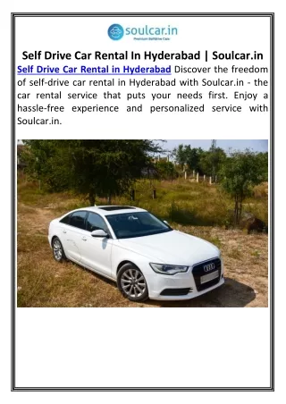 Self Drive Car Rental In Hyderabad | Soulcar.in