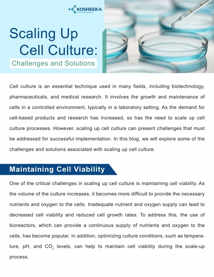 scaling up cell culture challenges and solutions