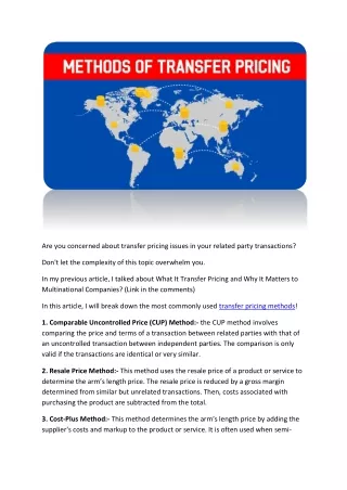 are you concerned about transfer pricing issues