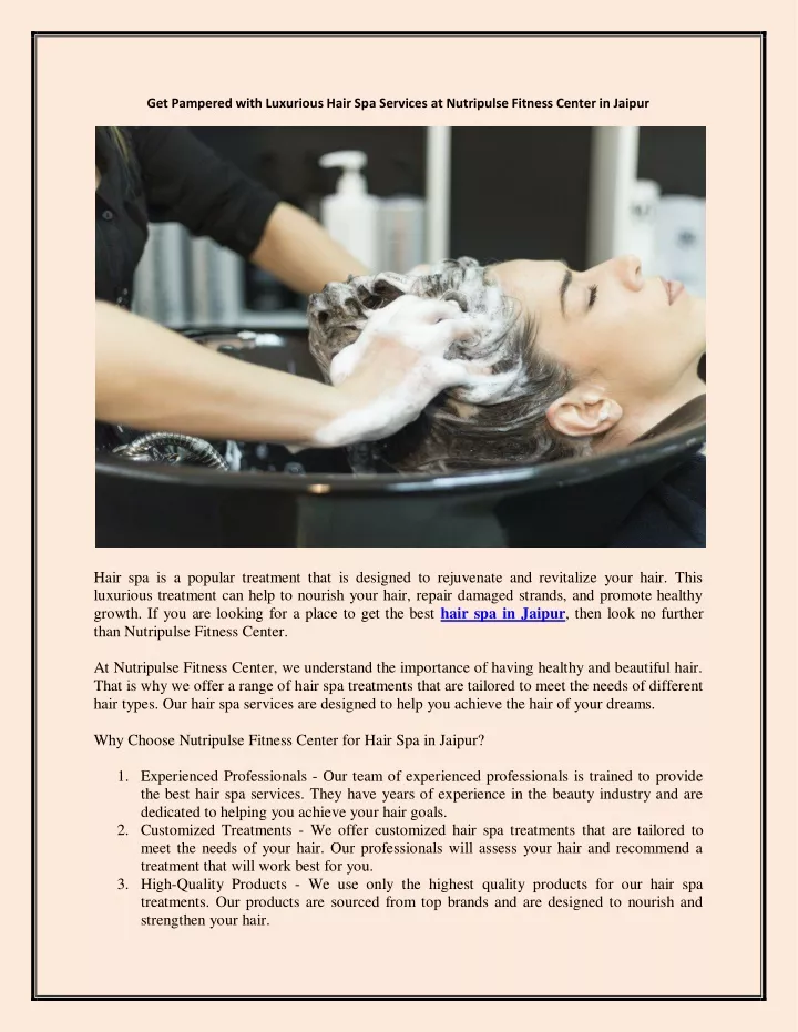 get pampered with luxurious hair spa services