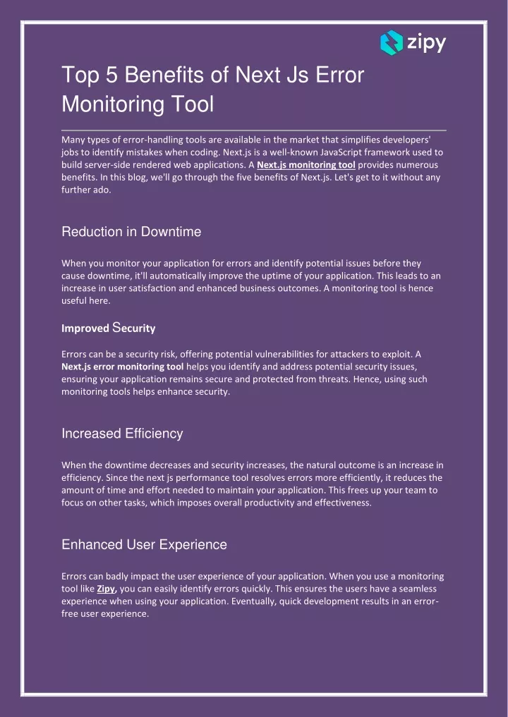 top 5 benefits of next js error monitoring tool