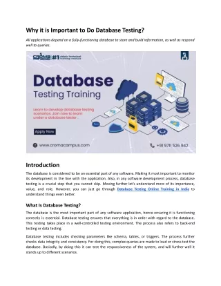 Why it is Important to do Database Testing?
