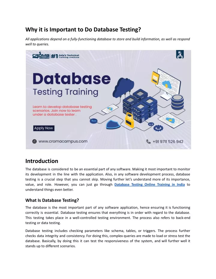 why it is important to do database testing