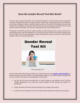 Gender Reveal Test Kit