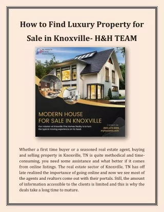 How to Find Luxury Property for Sale in Knoxville- H&H TEAM