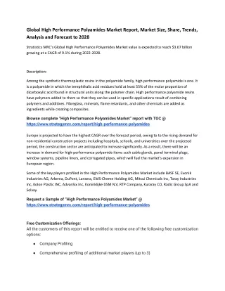 global high performance polyamides market report