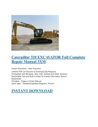 Caterpillar 320 EXCAVATOR Full Complete Repair Manual 3XM