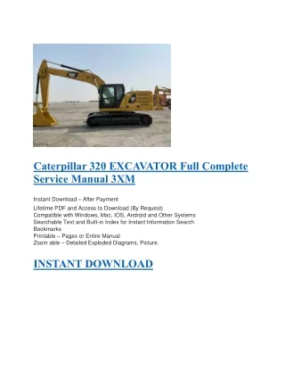 Caterpillar 320 EXCAVATOR Full Complete Service Manual 3XM