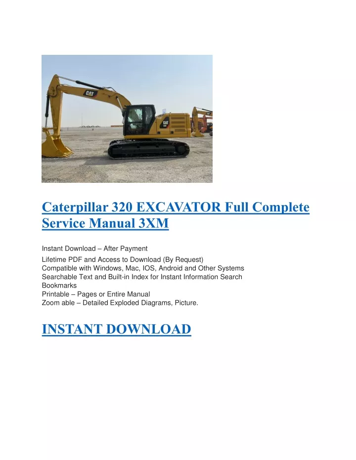 PPT - Caterpillar 320 EXCAVATOR Full Complete Service Manual 3XM ...