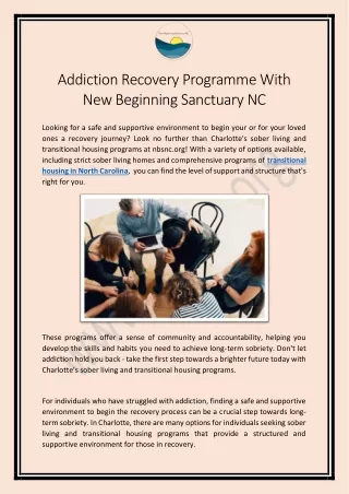 Addiction Recovery Programme With New Beginning Sanctuary NC