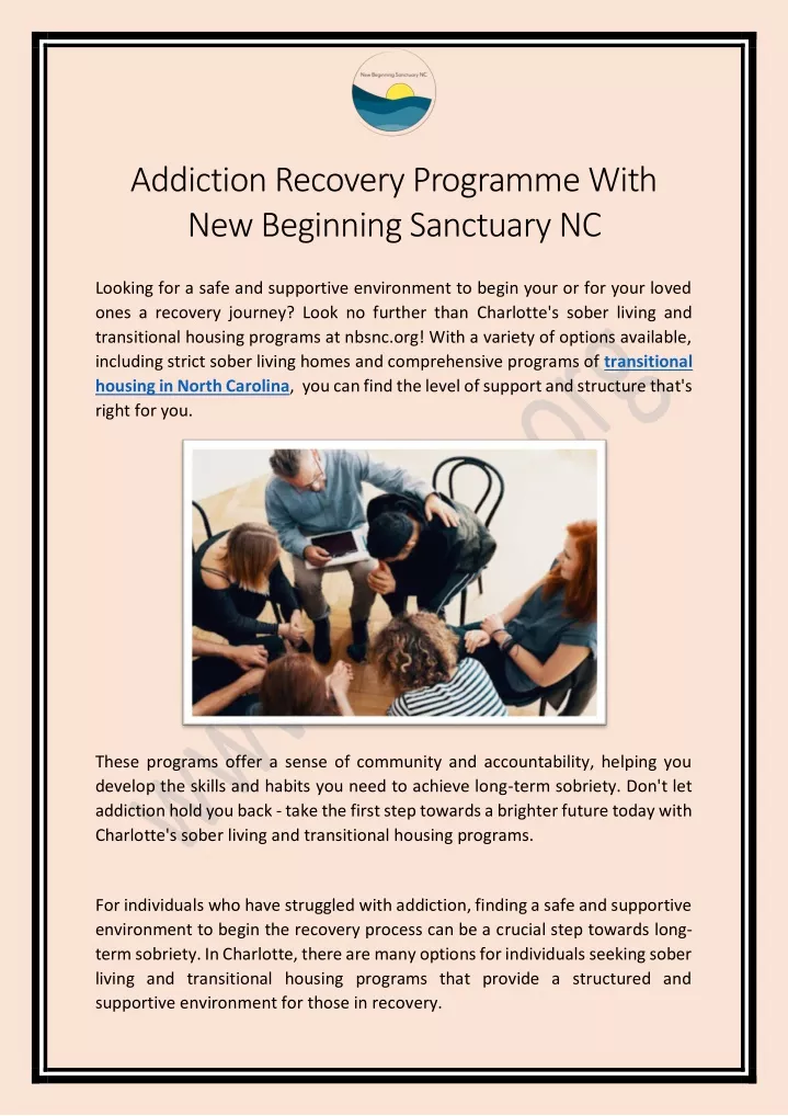 addiction recovery programme with new beginning