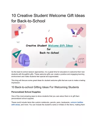 10 Creative Student Welcome Gift Ideas for Back-to-School