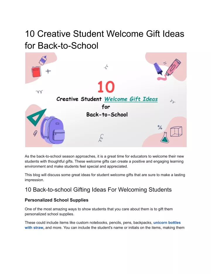 10 creative student welcome gift ideas for back