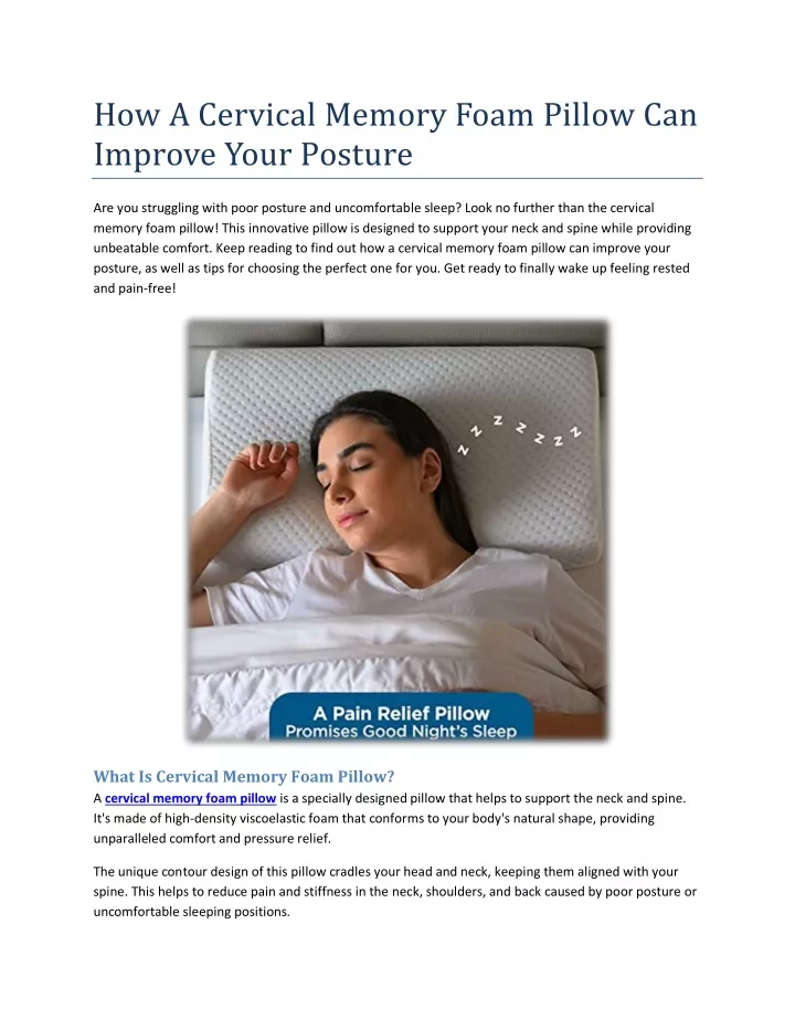 how a cervical memory foam pillow can improve