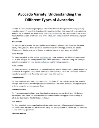 Understanding the Different Types of Avocados