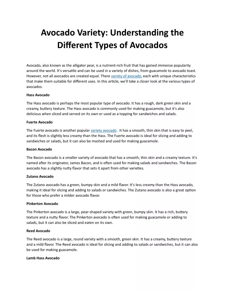 avocado variety understanding the different types