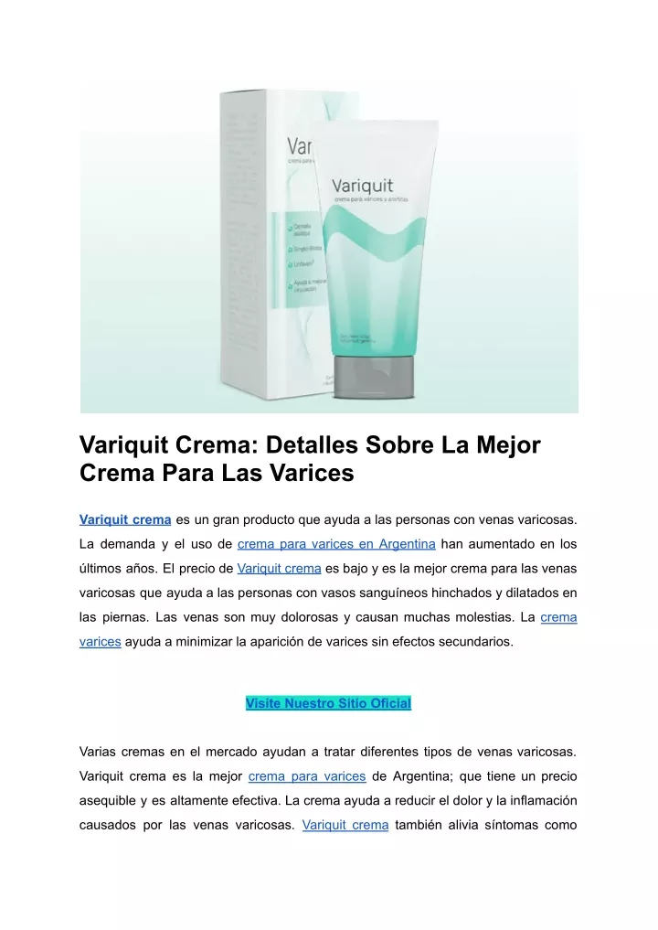 variquit crema detalles sobre la mejor crema para