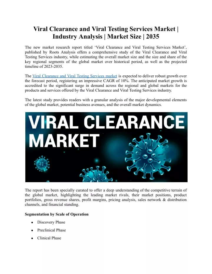 viral clearance and viral testing services market