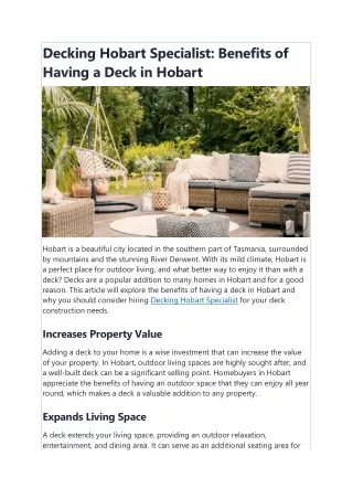decking hobart specialist benefits of having