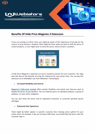 benefits of hide price magento 2 extension