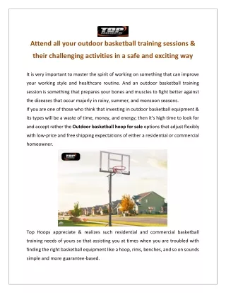 Get the best Outdoor basketball hoop for sale- Tophoops