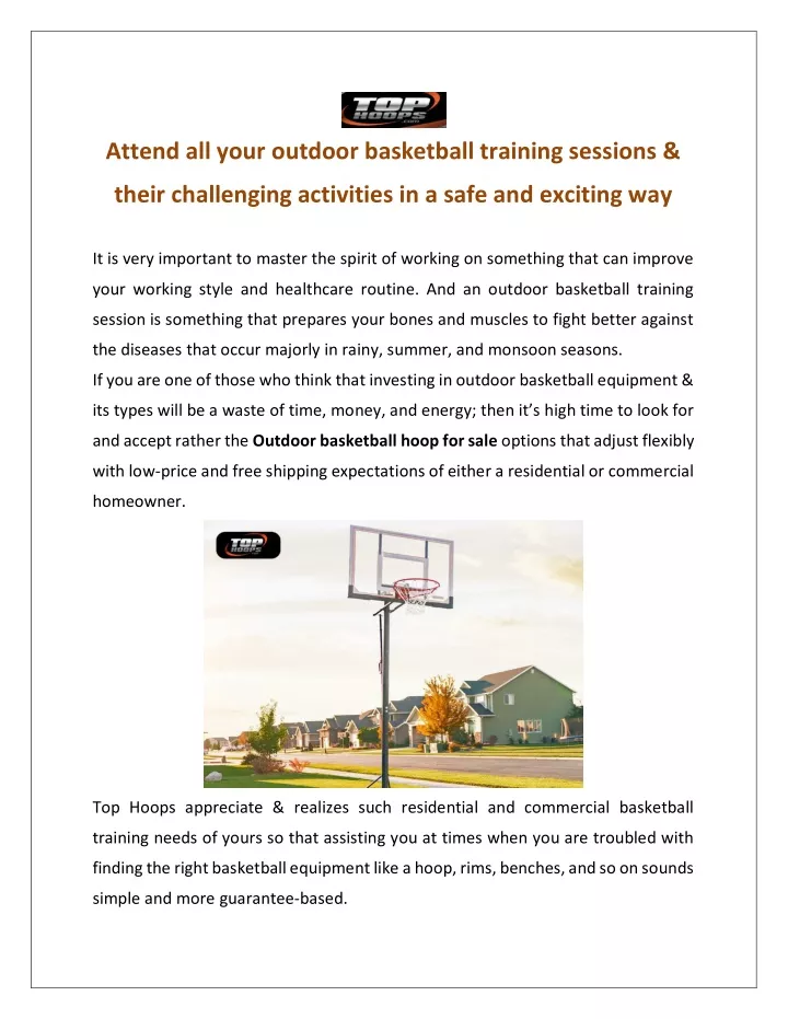 attend all your outdoor basketball training