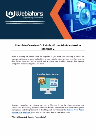 complete overview of reindex from admin extension