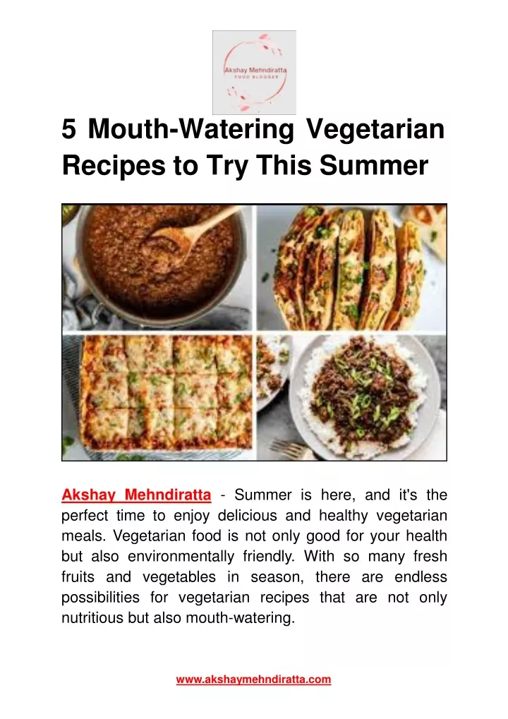 5 mouth watering vegetarian recipes to try this summer